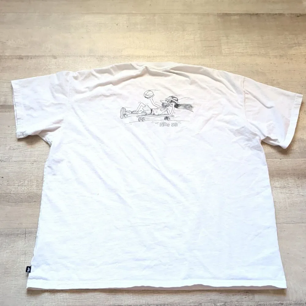 Nike SB Duder Skate T-Shirt - White/Black Skateboarding Tee Size XL